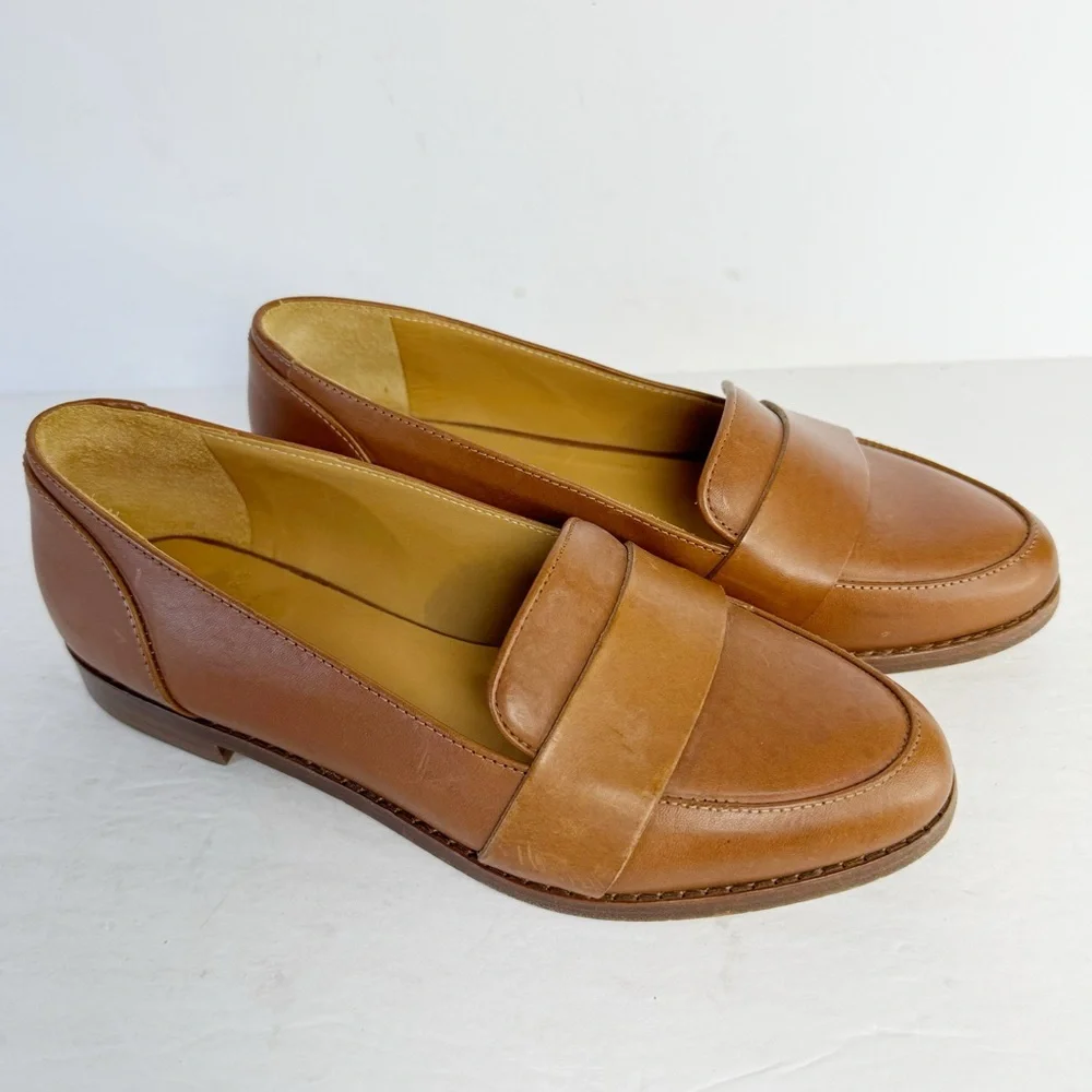 Sézane Shoes MICHEL LOAFERS Cognac Leather Minimalist Sz US6.5 - Picture 2 of 14